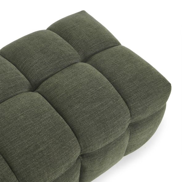 Ensemble canapé droit 3 places + pouf MOODY tissu lin vert