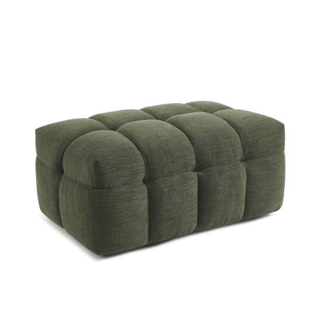 Ensemble canapé droit 3 places + pouf MOODY tissu lin vert