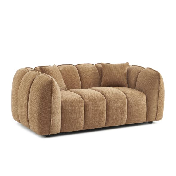 Ensemble canapés droits fixes 3+2 MATILDA tissu chenille terracotta