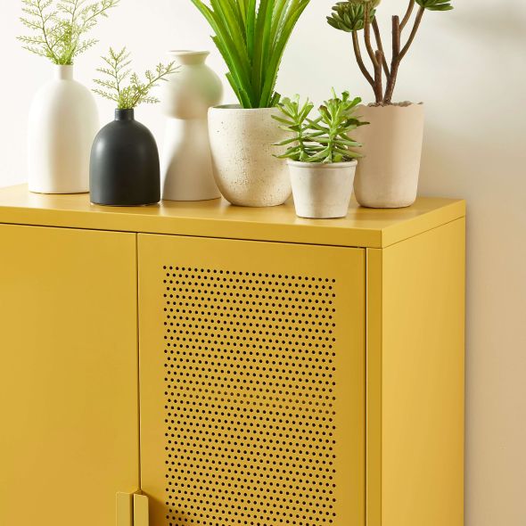 Buffet PANTONE métal jaune moutarde h100cm