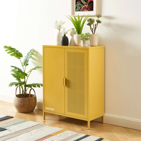 Buffet PANTONE métal jaune moutarde h100cm