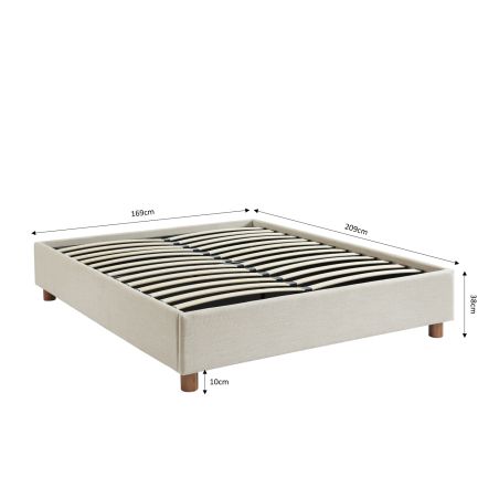 Lit coffre KORALL 160x200 tissu beige lin sommier inclus