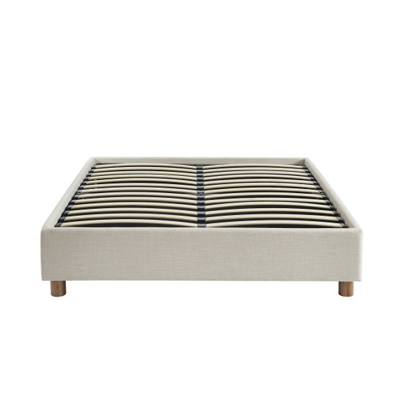 Lit coffre KORALL 160x200 tissu beige lin sommier inclus