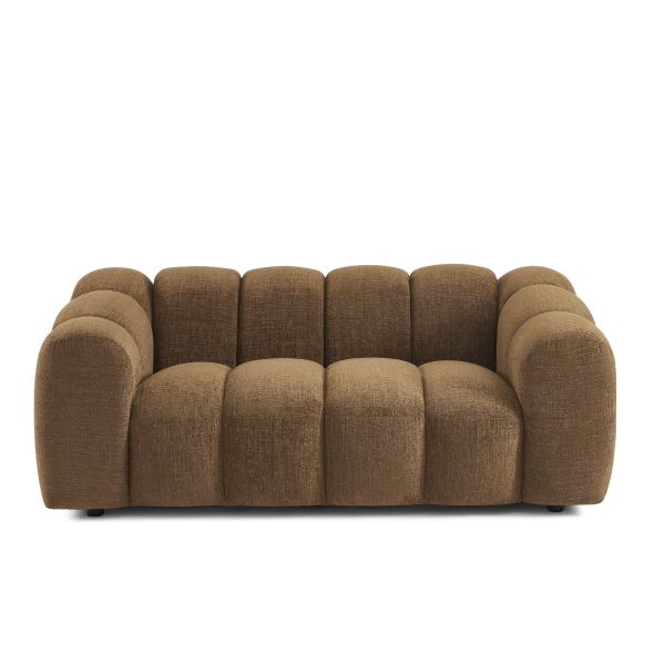 Ensemble canapés droits fixes 3+2 SUNNY tissu tweed marron