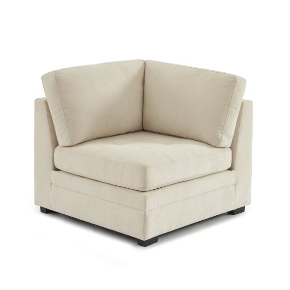 Canapé droit modulable 3 pièces BILLIE tissu chenille beige