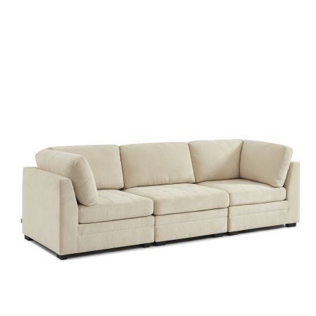 Canapé droit modulable 3 pièces BILLIE tissu chenille beige