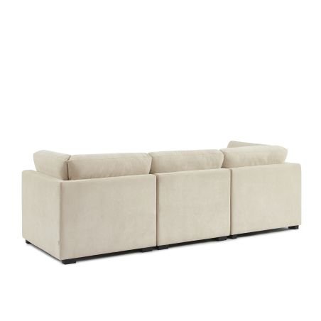 Canapé droit modulable 3 pièces BILLIE tissu chenille beige