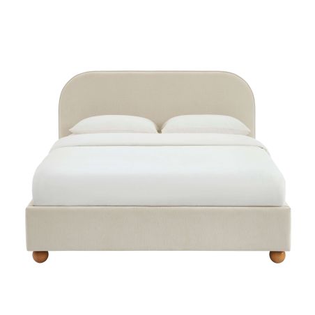 Lit coffre PILKA 140x190 tissu chenille beige sommier inclus