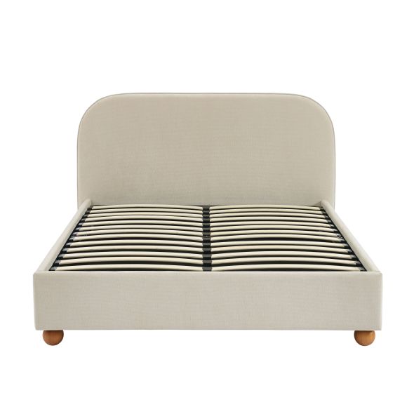 Lit coffre PILKA 160x200 tissu chenille beige sommier inclus