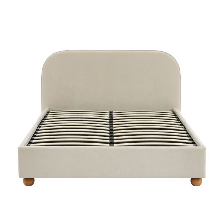 Lit coffre PILKA 160x200 tissu chenille beige sommier inclus