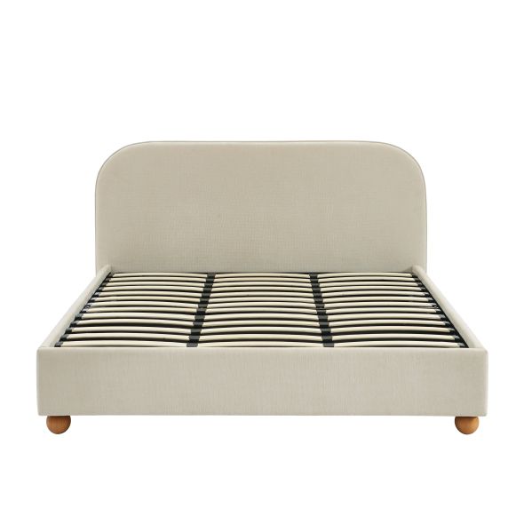 Lit coffre PILKA 180x200 tissu chenille beige sommier inclus