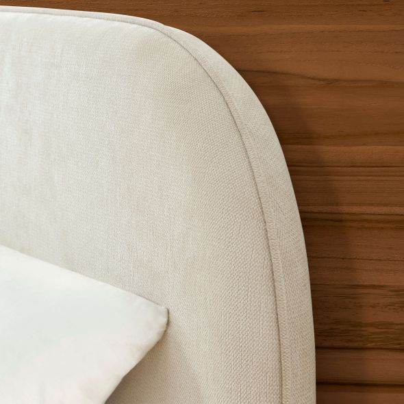 Lit coffre PILKA 160x200 tissu chenille beige sommier inclus