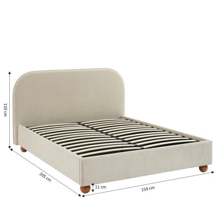 Lit coffre PILKA 140x190 tissu chenille beige sommier inclus