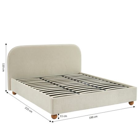 Lit coffre PILKA 180x200 tissu chenille beige sommier inclus