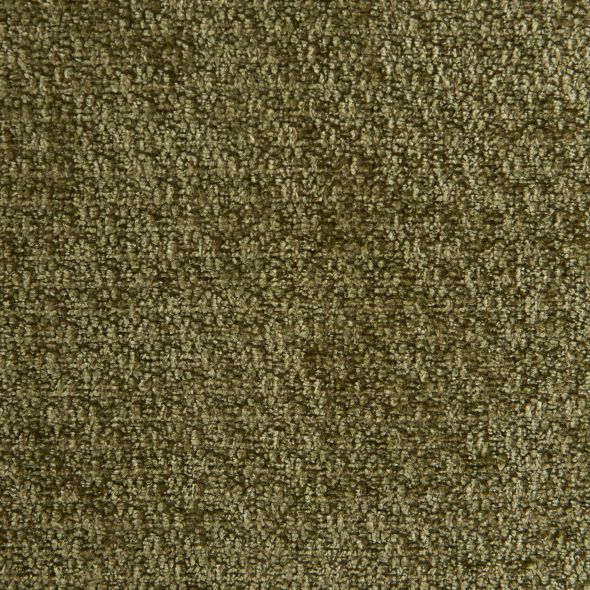 Fauteuil JUDY tissu chenille vert pieds boules teintés noyer