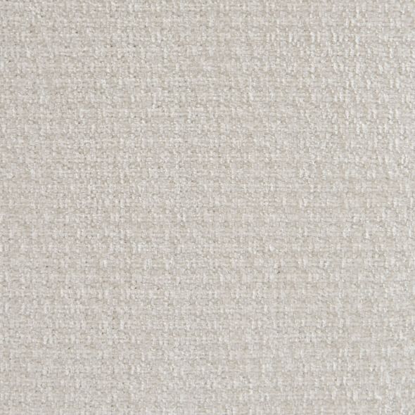 Fauteuil JUDY tissu chenille écru pieds boules teintés noyer