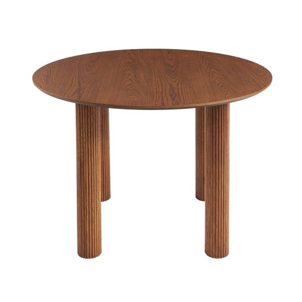 Table de séjour PENELOPE ronde placage chêne couleur noyer 115 cm