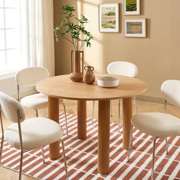 Table de séjour PENELOPE ronde placage chêne 115 cm