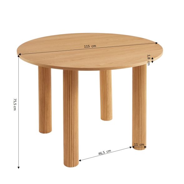 Table de séjour PENELOPE ronde placage chêne 115 cm