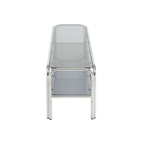 Meuble TV MAGGY verre trempé noir et structure en chrome 160cm