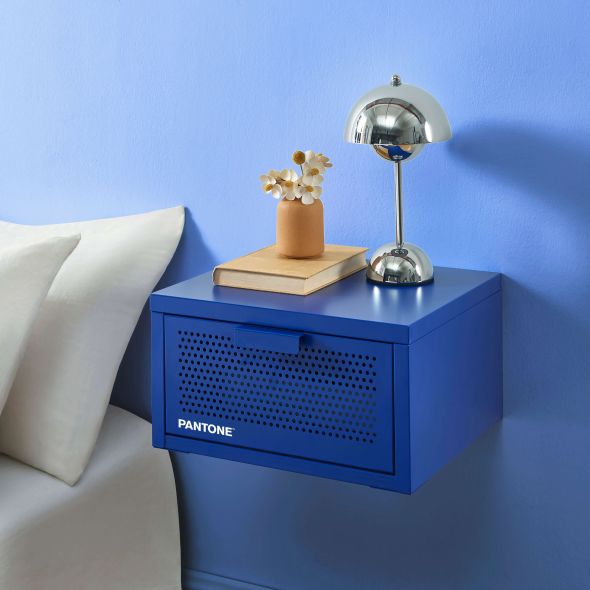 Table de chevet murale PANTONE métal bleu électrique 40cm