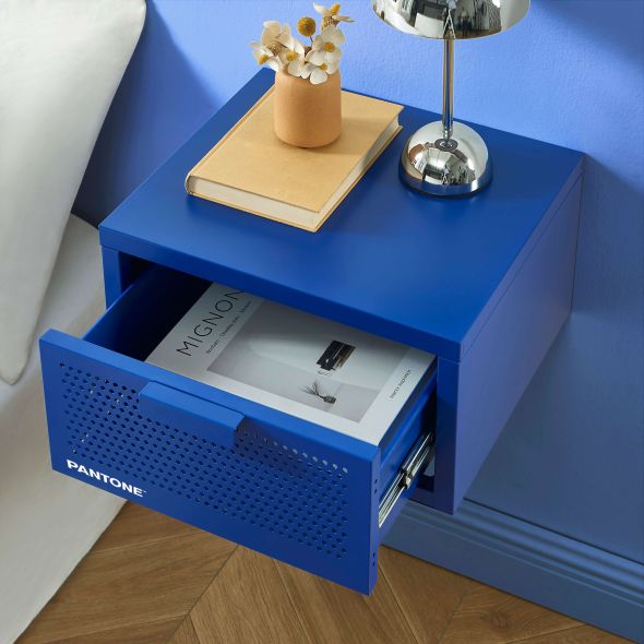 Table de chevet murale PANTONE métal bleu électrique 40cm