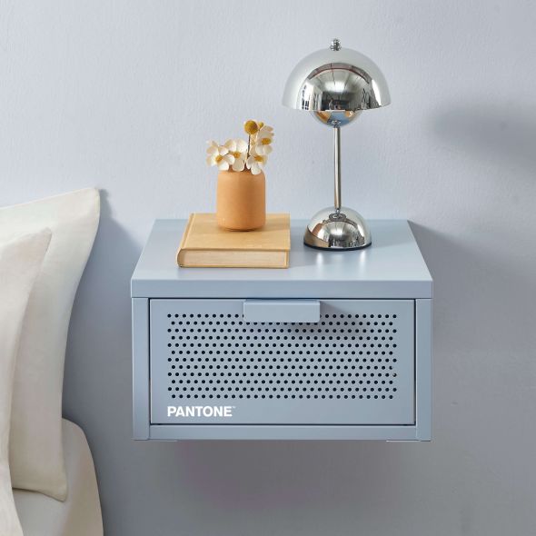 Table de chevet murale PANTONE métal gris bleu 40cm
