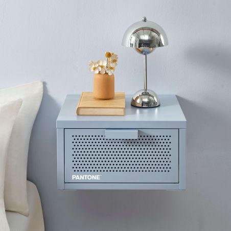 Table de chevet murale PANTONE métal gris bleu 40cm