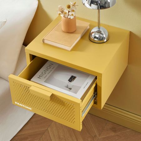 Table de chevet murale PANTONE métal jaune moutarde 40cm