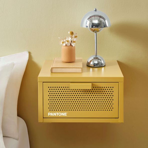 Table de chevet murale PANTONE métal jaune moutarde 40cm
