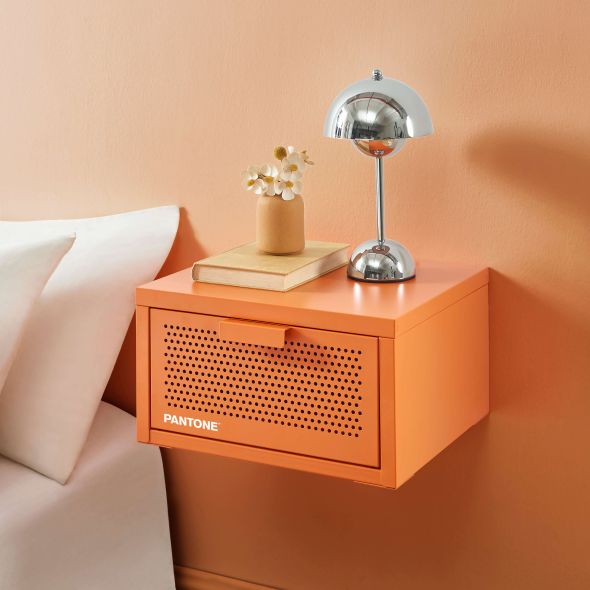 Table de chevet murale PANTONE métal orange 40cm