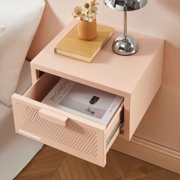 Table de chevet murale PANTONE métal rose blush 40cm