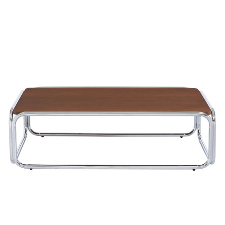Table basse MAGGY placage noyer structure en chrome