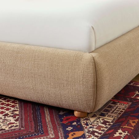 Lit coffre JELLY 160x200 tissu bouclette beige sommier inclus