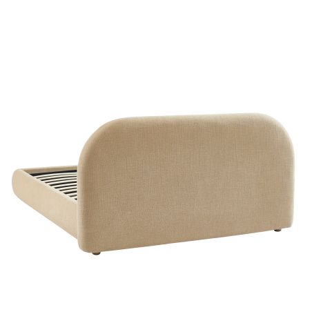 Lit coffre JELLY 160x200 tissu bouclette beige sommier inclus