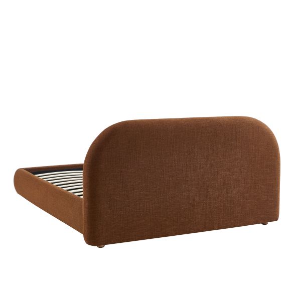 Lit coffre JELLY 160x200 tissu bouclette marron sommier inclus