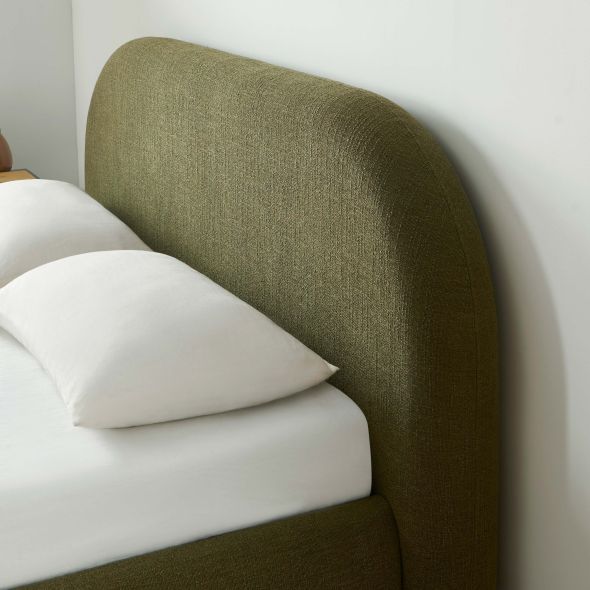 Lit coffre JELLY 160x200 tissu bouclette vert sommier inclus