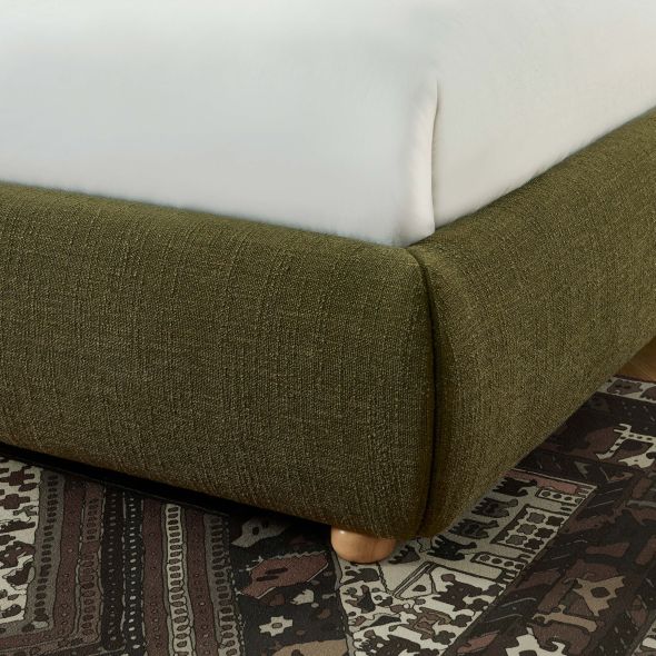 Lit coffre JELLY 160x200 tissu bouclette vert sommier inclus