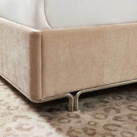 Lit coffre MAGGY 160x200 tissu chenille beige sommier inclus
