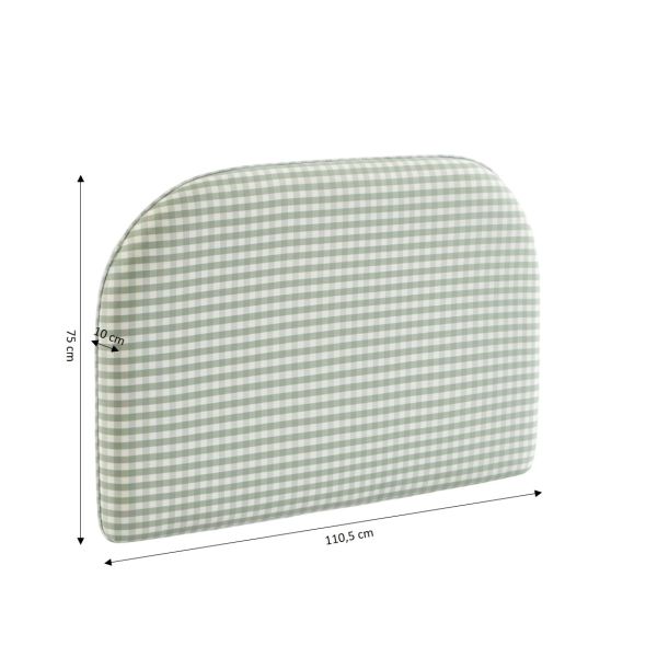 Tête de lit LOUISON tissu vichy vert et blanc 90 cm
