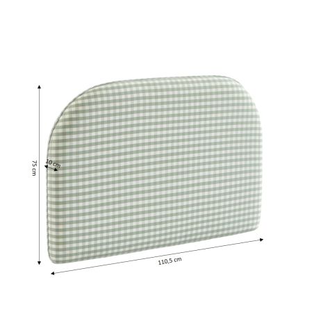 Tête de lit LOUISON tissu vichy vert et blanc 90 cm