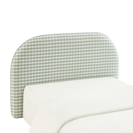 Tête de lit LOUISON tissu vichy vert et blanc 90 cm