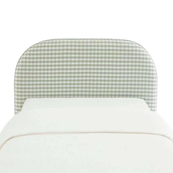 Tête de lit LOUISON tissu vichy vert et blanc 90 cm