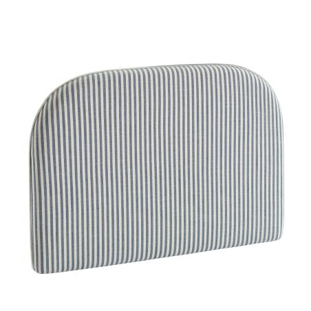 Tête de lit LOUISON tissu lin rayé blanc et bleu 90 cm