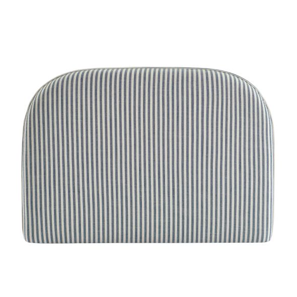 Tête de lit LOUISON tissu lin rayé blanc et bleu 90 cm