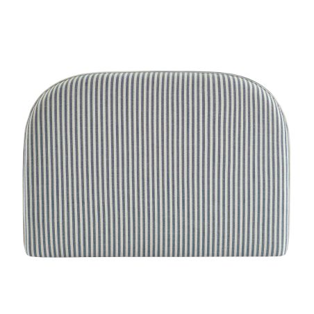Tête de lit LOUISON tissu lin rayé blanc et bleu 90 cm