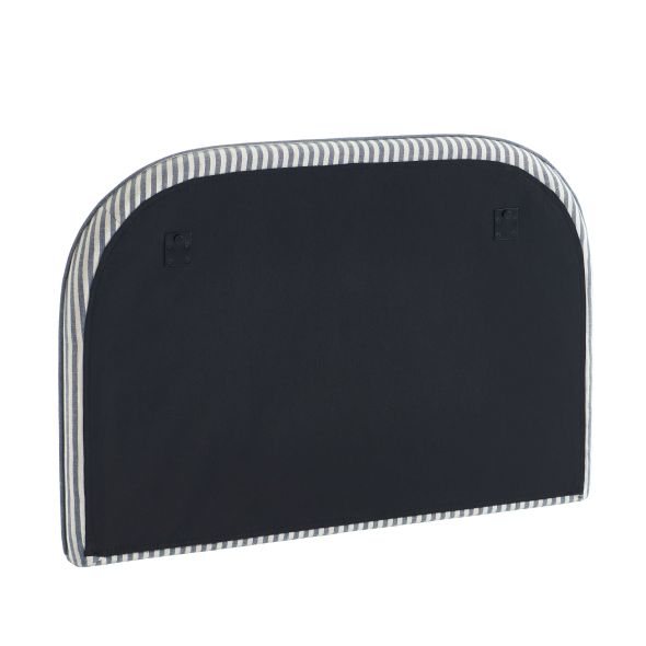 Tête de lit LOUISON tissu lin rayé blanc et bleu 90 cm