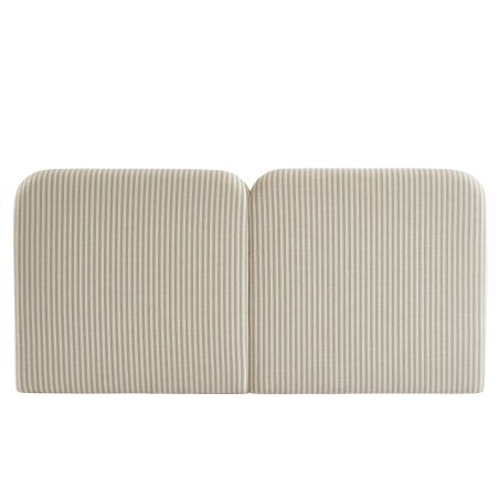 Tête de lit LOUISON tissu lin rayé blanc et beige 160cm
