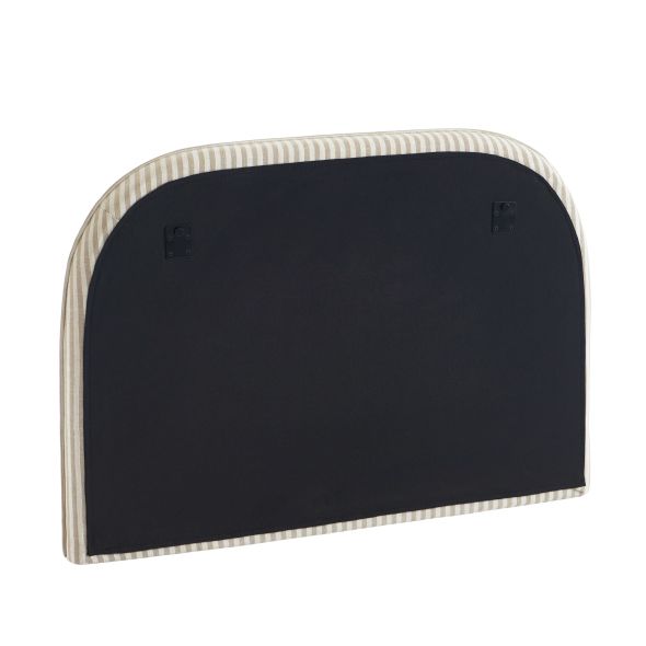 Tête de lit LOUISON tissu lin rayé blanc et beige 90 cm