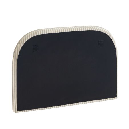 Tête de lit LOUISON tissu lin rayé blanc et beige 90 cm